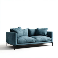 Dwuosobowa sofa niebieska z tapicerką poliestrową, 180 × 88 × 82 cm
