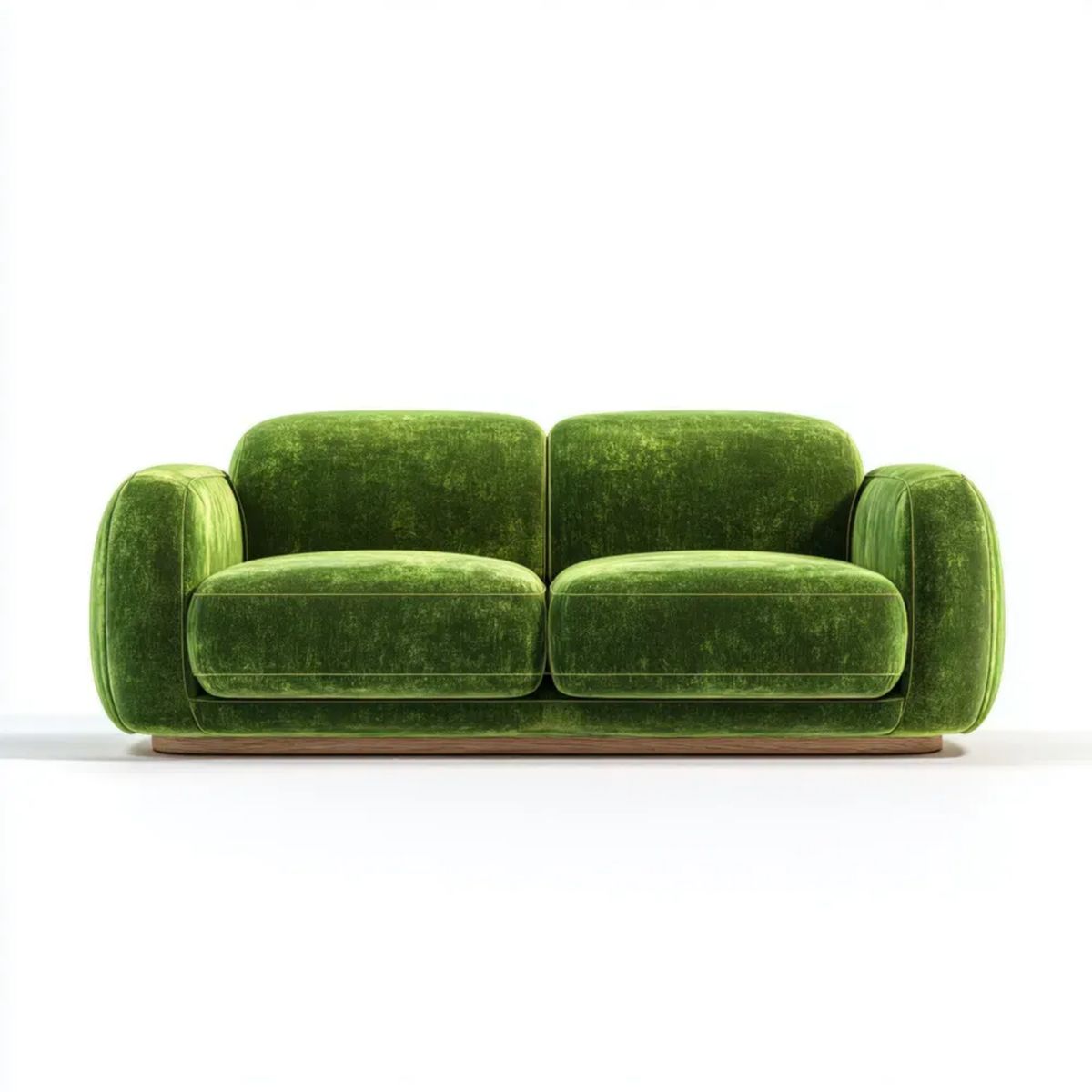 Zielona dwuosobowa sofa z aksamitu, 190 x 90 x 78 cm, zaokrąglona