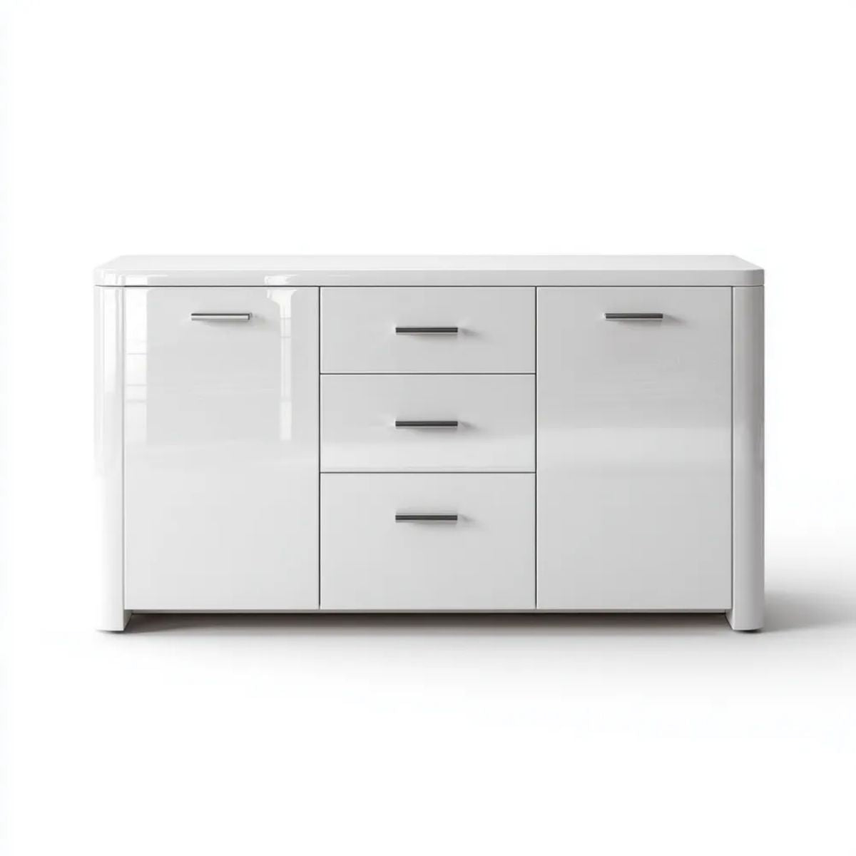 Biała komoda z płyty MDF 160 x 40 x 90 cm z 2 szafkami i 3 szufladami