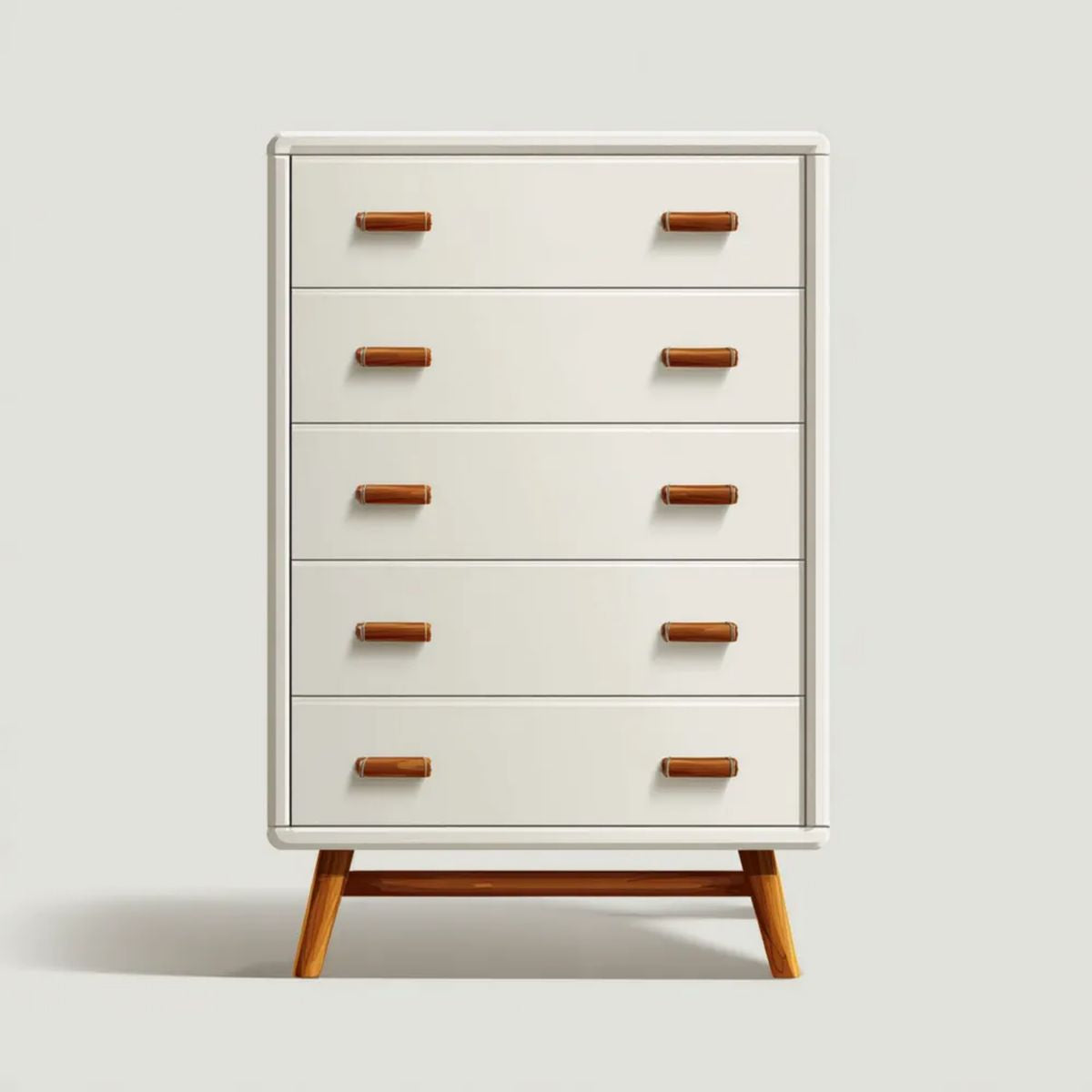 Kremowo-brązowa komoda z 5 szufladami z płyty MDF, 80 x 40 x 120 cm