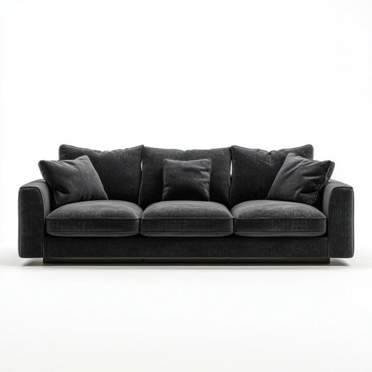 Trzyosobowa sofa z aksamitu czarna, 230 × 95 × 85 cm
