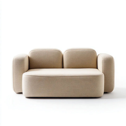 Beżowa sofa dwuosobowa z tapicerką poliestrową, 180 x 90 x 75 cm