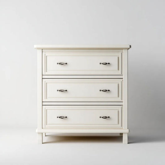 Biała komoda sypialniana z 3 szufladami z lakierowanej płyty MDF, 90 x 45 x 100 cm