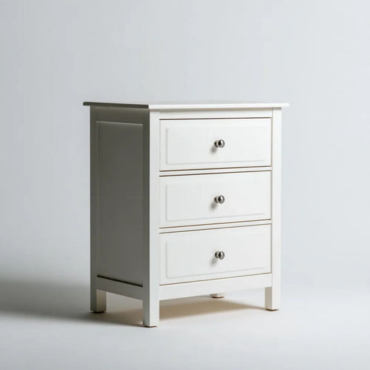 Biała komoda z 3 szufladami z lakierowanej płyty MDF, 60 x 40 x 80 cm