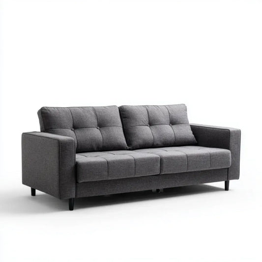 Grafitowa sofa trzyosobowa z tapicerką poliestrową 210 × 88 × 86 cm