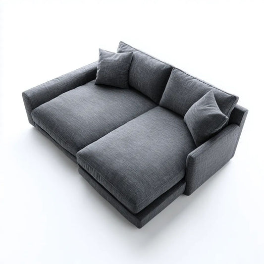 Sofa 2-osobowa z tapicerką poliestrową, ciemnoszara, 220 × 160 × 85 cm